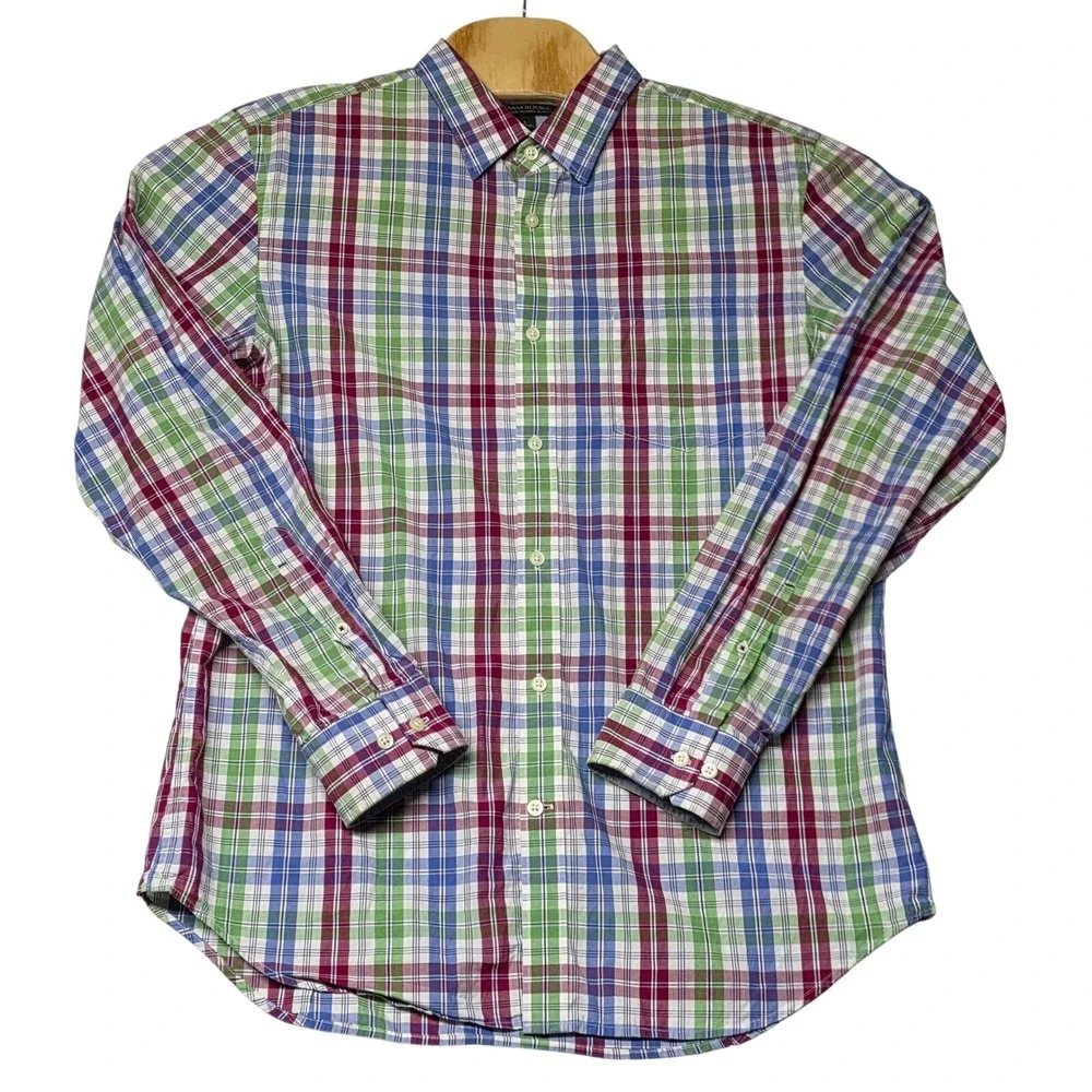 Banana Republic Softwash Tailored‎ Slim Fit Plaid Button Down Shirt L